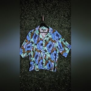 Blue and Green Floral Shirt